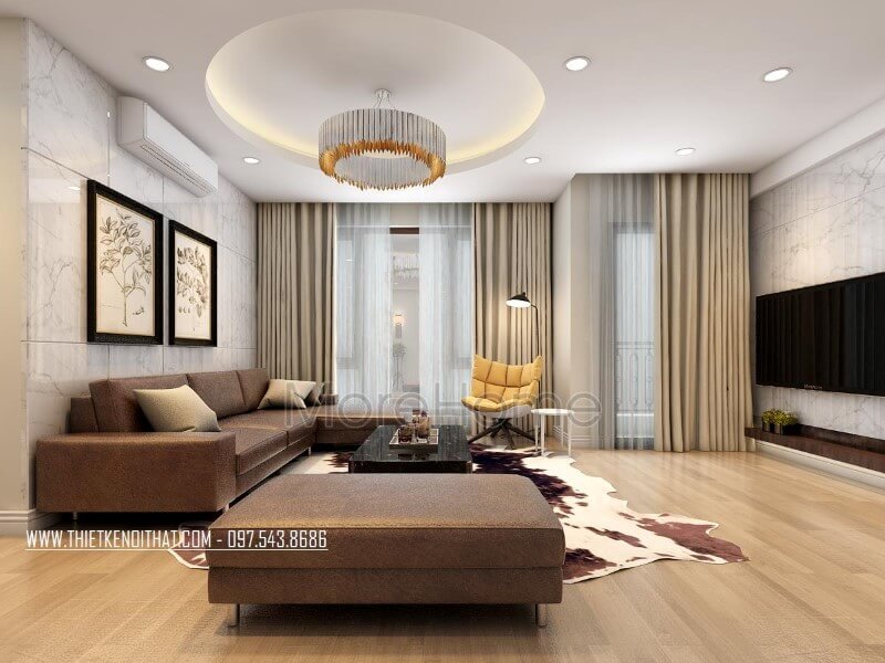 Nội thất phòng khách chung cư phong cách hiện đại là một trong những thiết kế nổi bật mang đến cảm giác sang trọng và thoải mái cho gia chủ Thiết kế chung cư