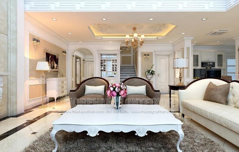 Bàn trà MH-TCD003 gỗ tự nhiên với phong cách tân cổ điển trang trí phòng khách biệt thự sang trọng
