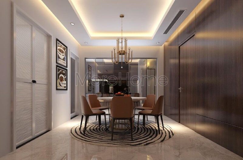 Nội thất phòng ăn chung cư hiện đại và tiện nghi với chất liệu gỗ công nghiệp