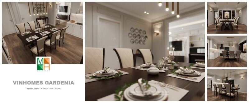 Thiết kế nội thất phòng ăn chung cư đẹp, sang trọng phong cách đương đại