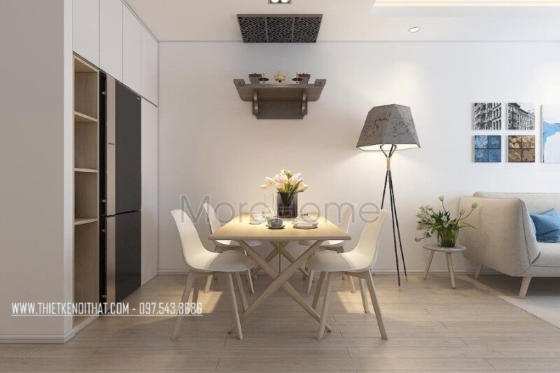 Mẫu bàn thờ đẹp được đặt ở không gian sinh hoạt chung của ngôi nhà, không gian thờ cúng gia tiên sang trọng và nghiêm trang
