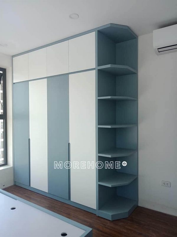 Hình ảnh của công trình thi công tủ quần áo gỗ công nghiệp tại chung cư An Bình City, Bắc Từ Liêm, Hà Nội đã được thực tế hóa bằng gỗ công nghiệp.